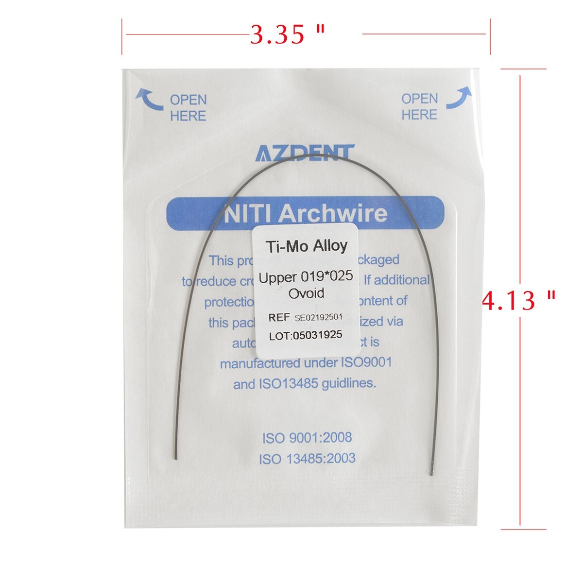 10 Packs AZDENT Dental Orthodontic TMA Alloy Rectangular Arch Wires 19X25 Upper