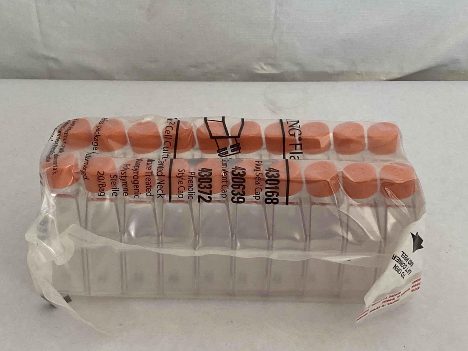 (180) CORNING 25cm² Canted Neck Cell Culture Flask w/Plug Seal Cap 430639