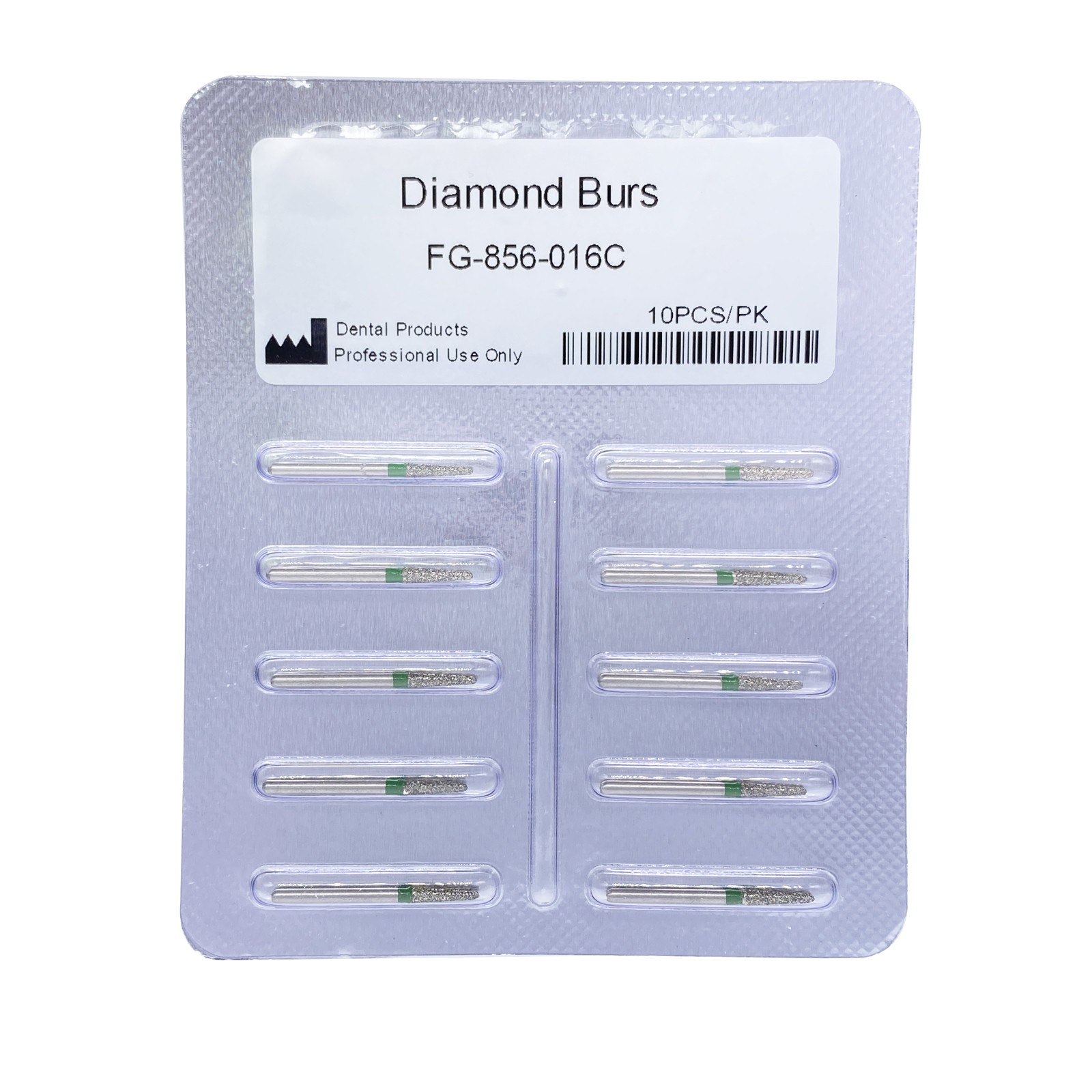 Dental Diamond Burs FG 856/016C Round End Taper Coarse Grit Green High Speed Bur