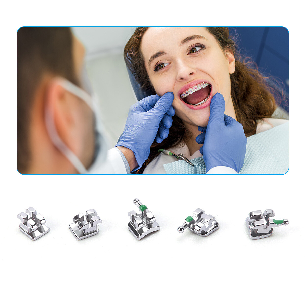 Dental Orthodontic Brackets Mini Roth/MBT 022 018 Hook 3/345 Monoblock/Mesh Base