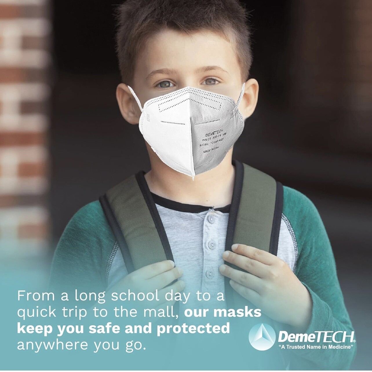 DEMETECH N95 Respirator Face Mask, NIOSH Approved, Made in the USA, Medium