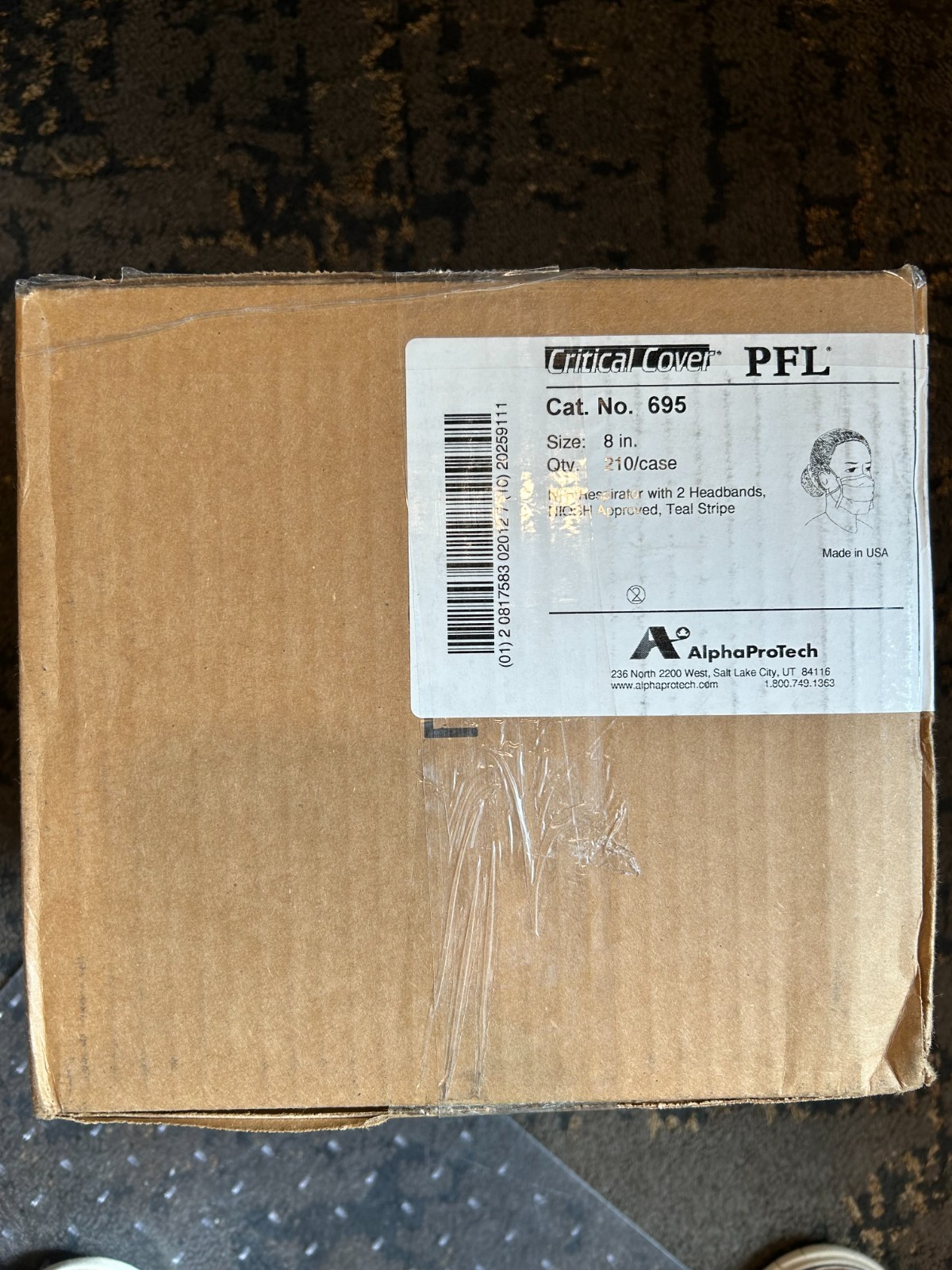 Alpha ProTech N95 NIOSH Particulate Respirator Mask Case of 210 #695 Masks