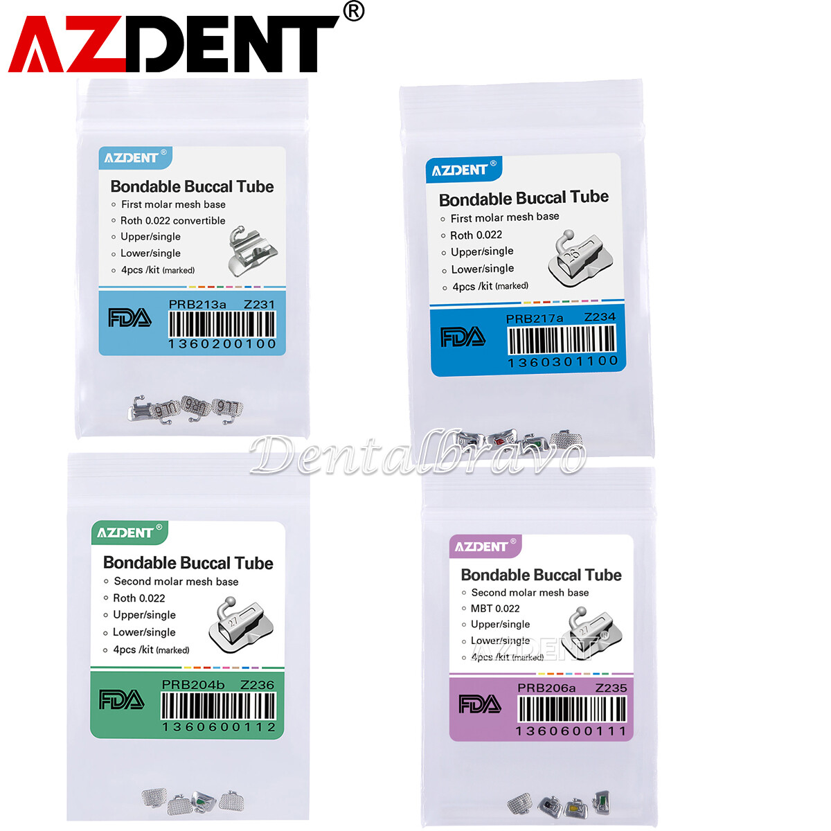 AZDENT Dental Orthodontic Bondable Buccal Tubes Roth MBT 018 022 1st Molar
