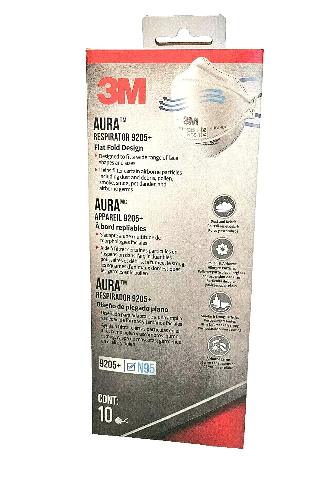 Disposable 3M Aura 9205+ 10 pack N95 Mask