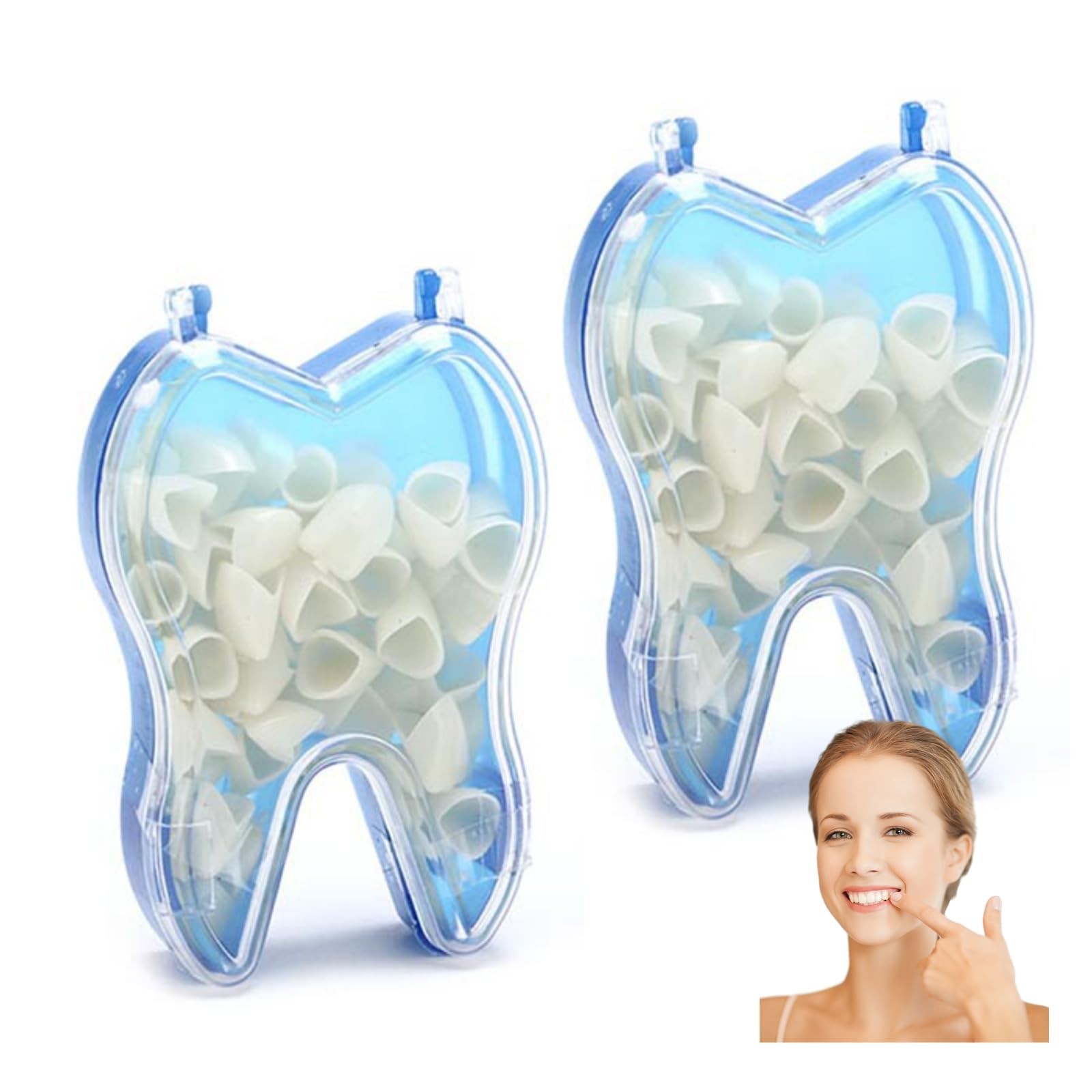 100 Pcs Tooth Caps for Broken Tooth Mixed Sizes Dental Temporary Crown Kit Front