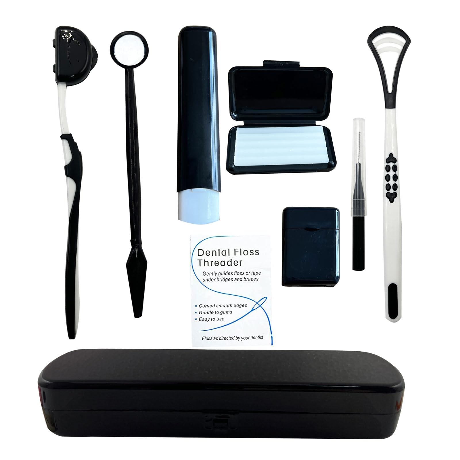 HRASY Portable Orthodontic Oral Care Kit for 1 Count (Pack of 8), Black