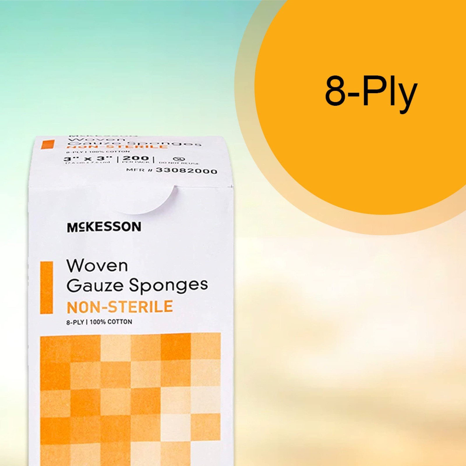 McKesson Woven Gauze Sponges, Non-Sterile, 8-Ply, 100% 3 x 3 Inch, White