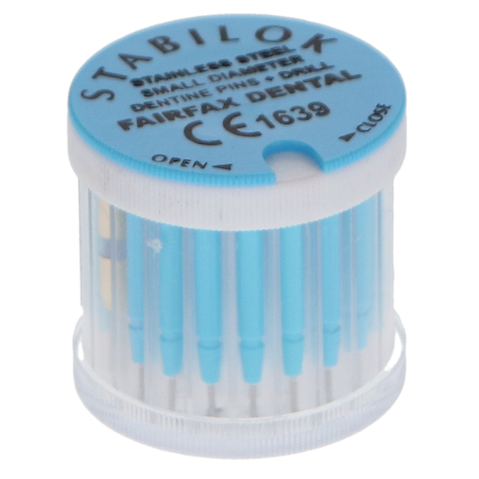 Fairfax Dental 50054 Stabilok Stainless Steel Pins .021″ Blue 20/Pk