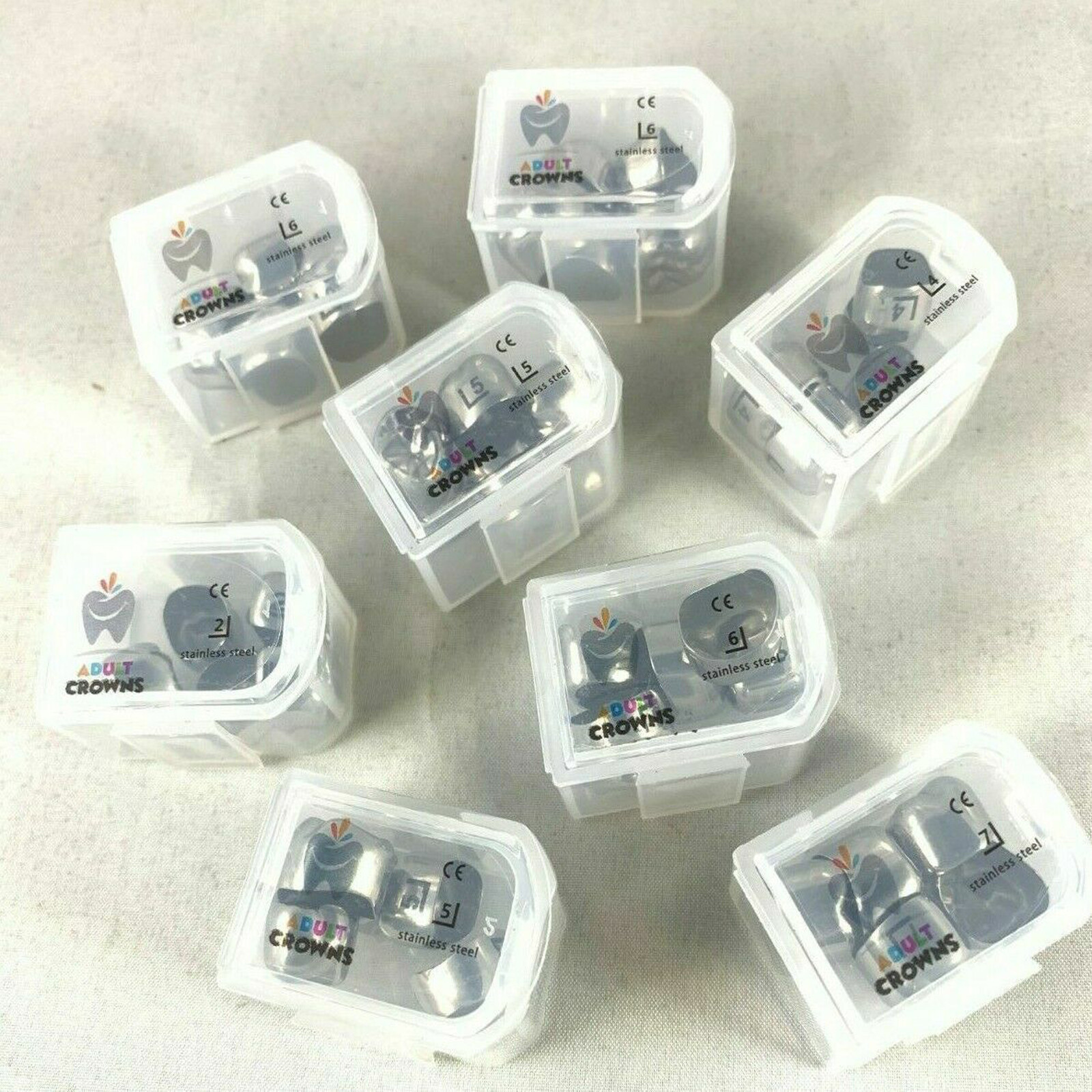 5Pcs Dental Adult Crown Stainless Steel Permanent Molar Teeth Temporary Crowns