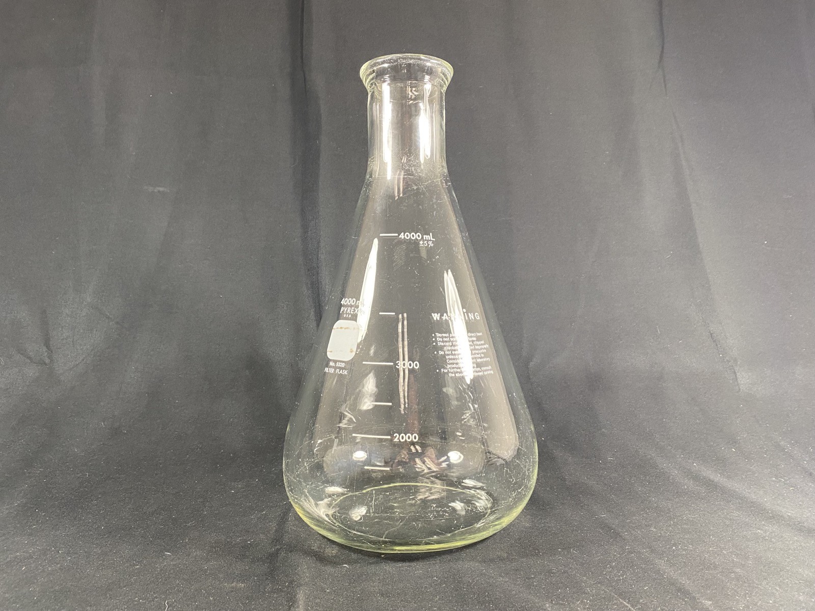 PYREX Glass 4000mL 4L Filter Erlenmeyer Flask Heavy Wall 5320-4L (1/Pk)