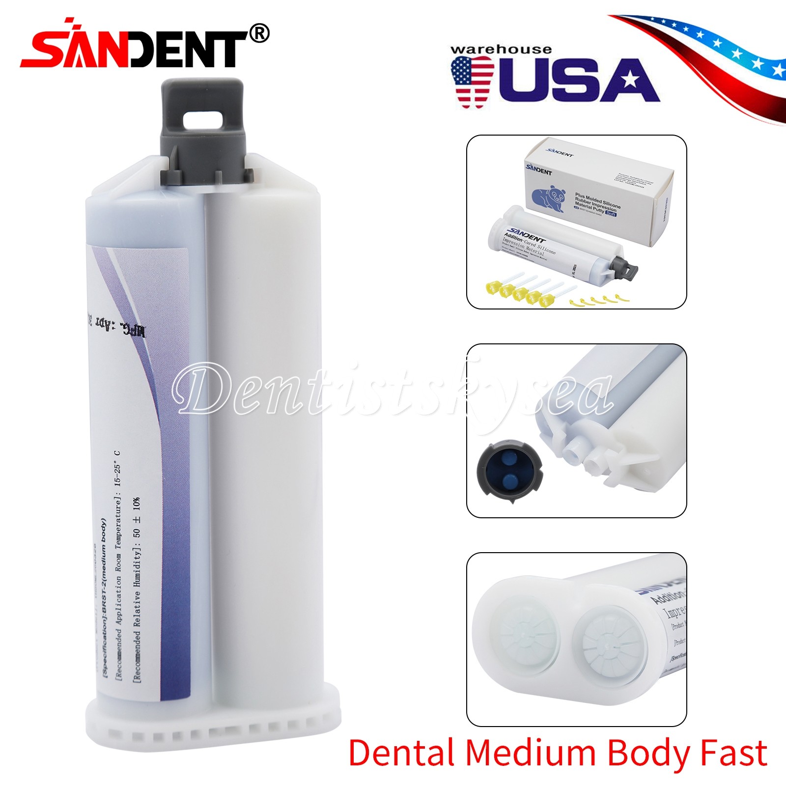 Medium Body Fast Rapid Set Dental Impression Material 50mL Cartridge VPS PVS