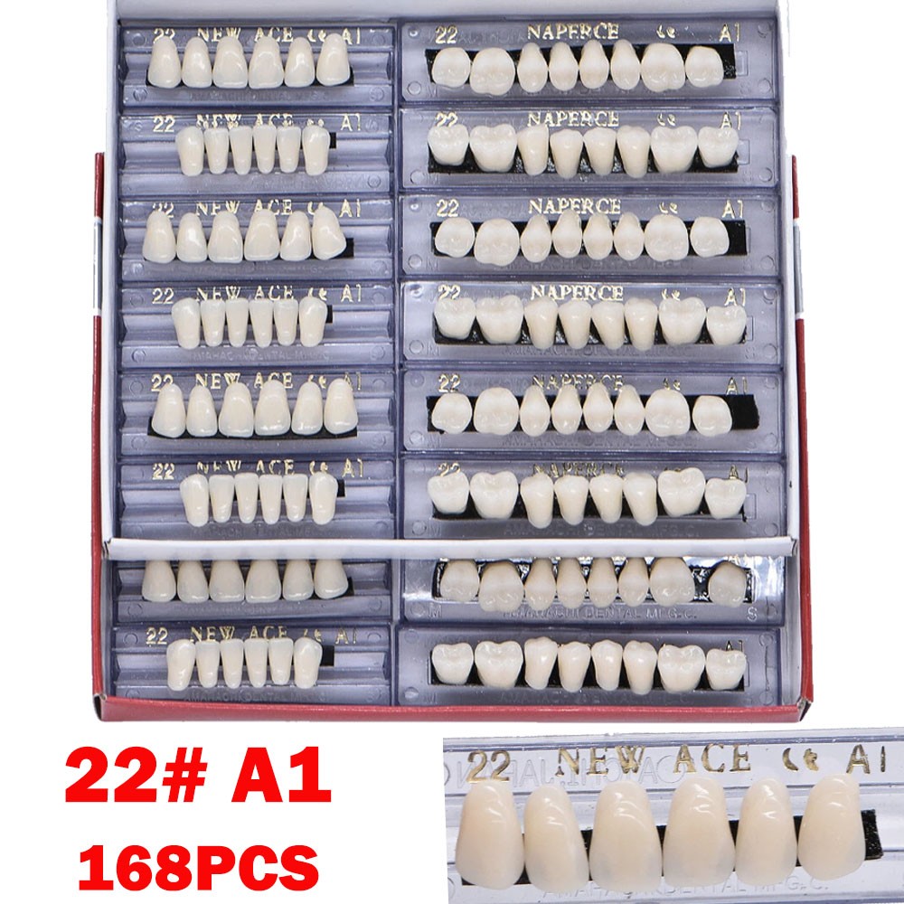 168Pcs Acrylic Resin Denture #22 Dental Upper Lower Shade A1 Teeth Set NEW #22A1