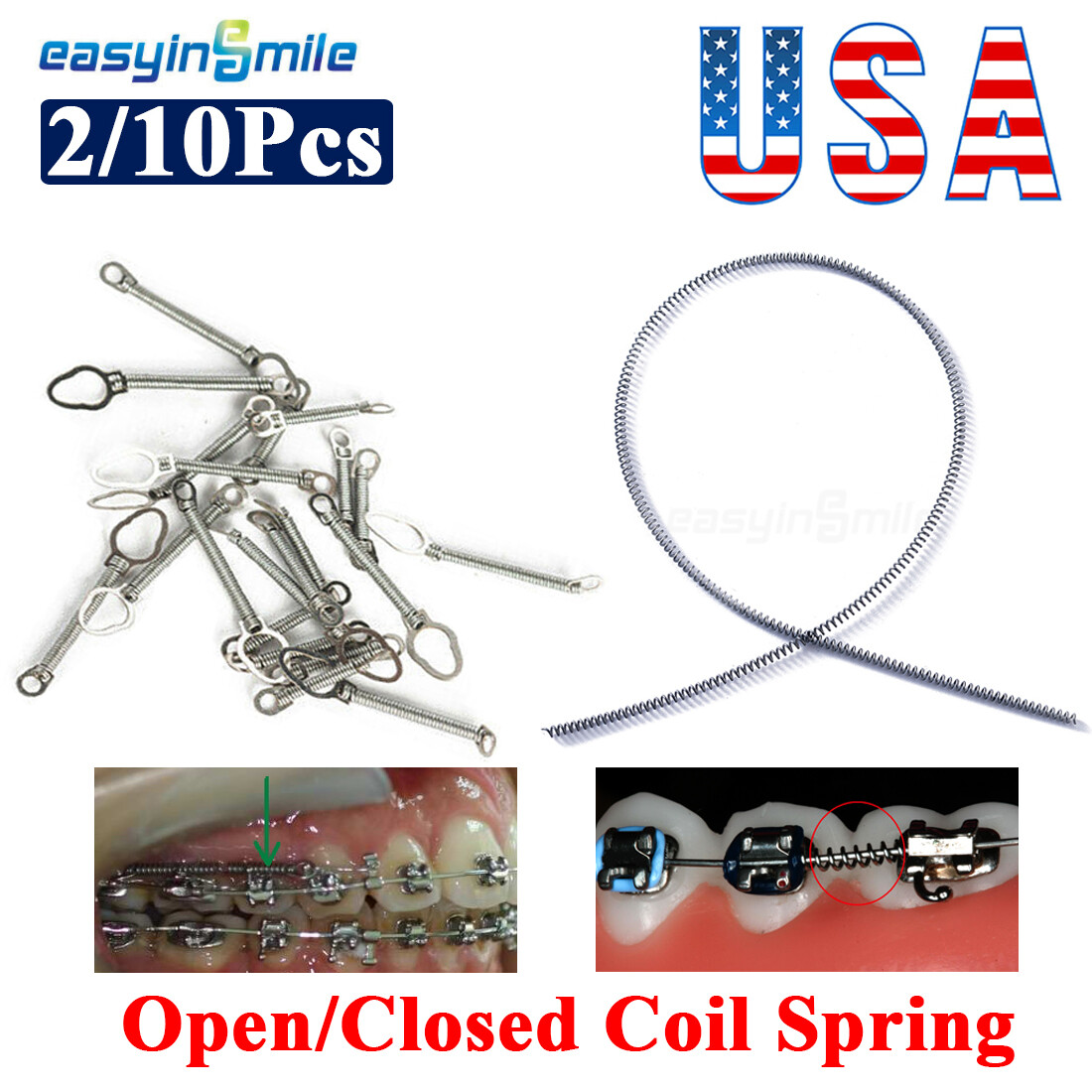 Dental Orthodontic NITI Open/Closed Coil Spring 010″/012″ 6/9/12/180MM 10Pc/Pack