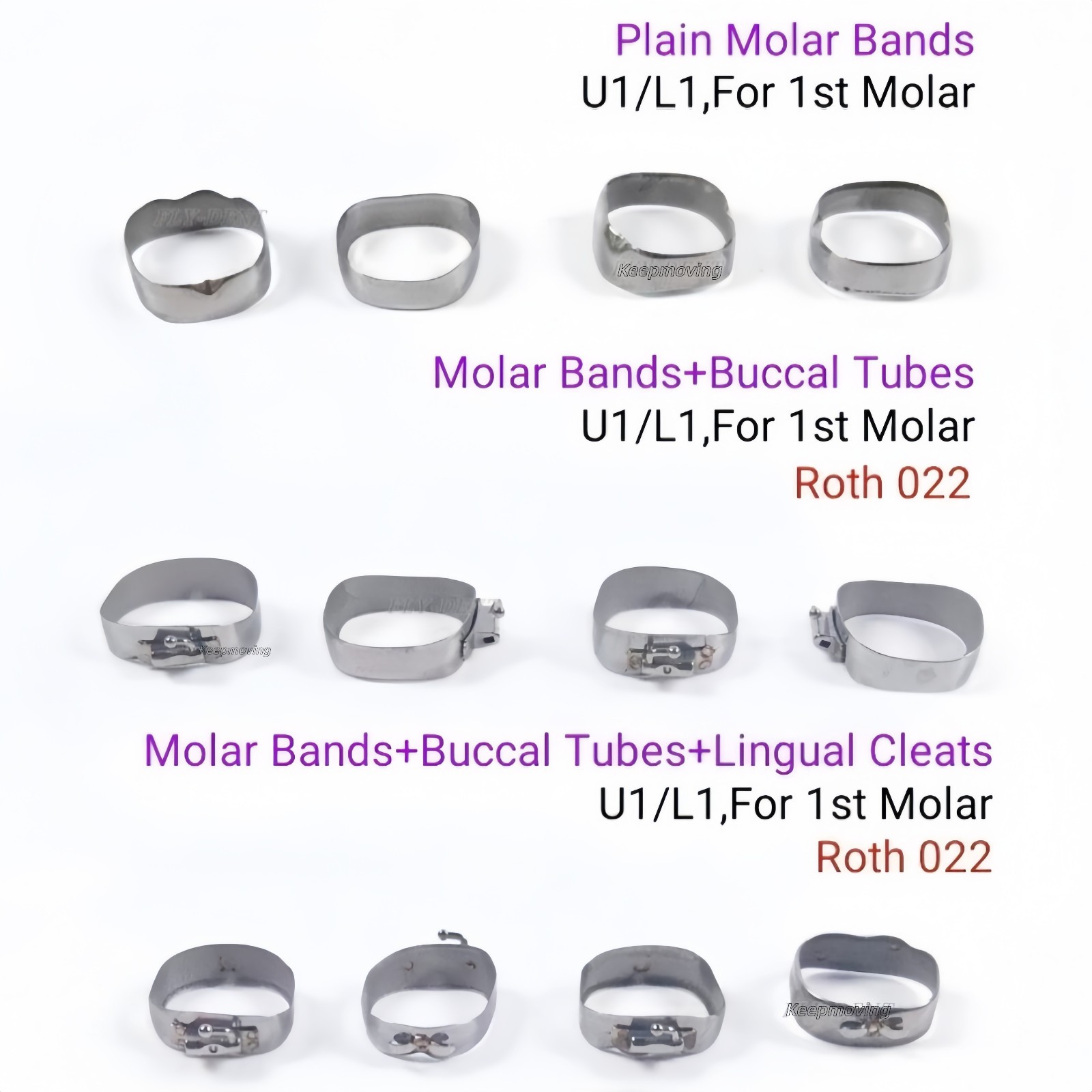 Dental Orthodontic 1st Plain Molar Bands #29-44+ Buccal Tubes Cleats Roth 022