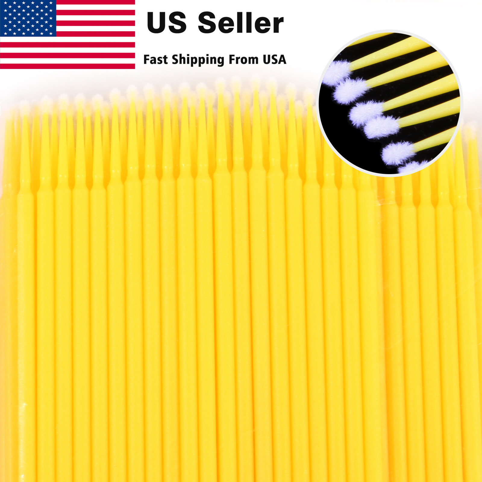 Dental Micro Applicator Brush Disposable Makeup Eyelash Brushes 2.0mm Yellow