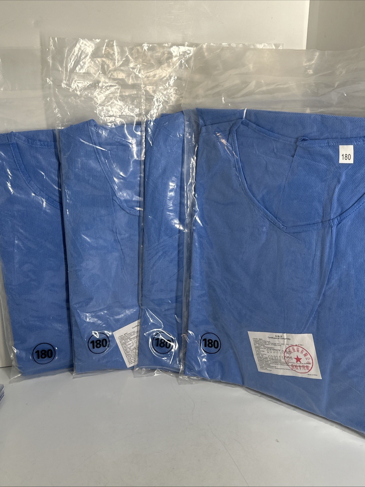 Lot of 9 BlueIsolation Gowns Mixed Sizes 170 180 185 Disposable Non-Sterile