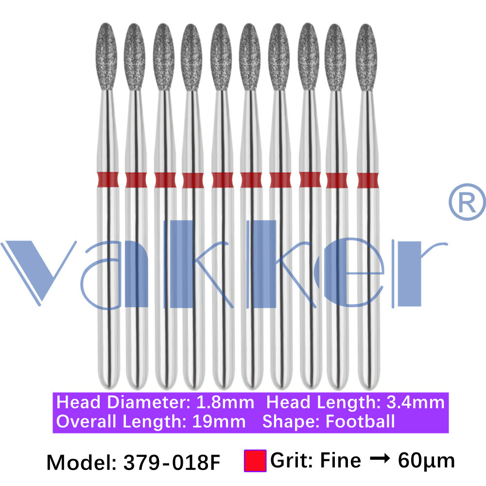 Vakker® 10pc/pk Diamond Burs Egg Diamond Bur Super Fine Medium Coarse