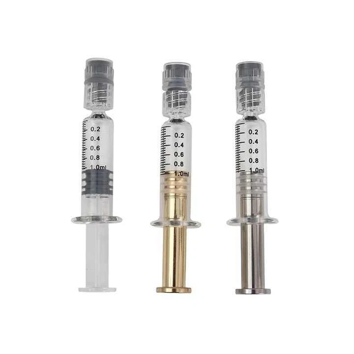 New 10/20pcs Gold/Silver/Clear 1ml Borosilicate Metal Glass Oil Syringe USA