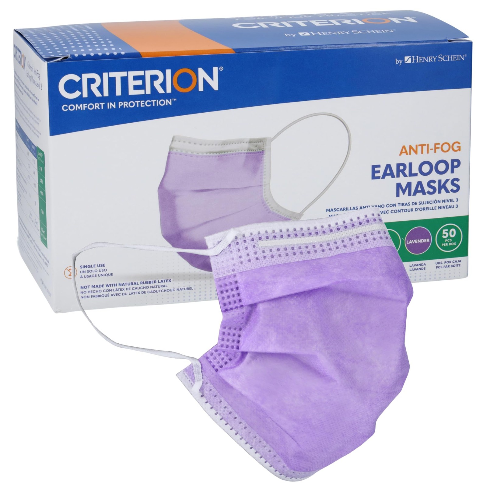 Criterion ASTM Level 3 Disposable Face Mask – Anti-Fog, Lavender, 3-Ply, Flui…
