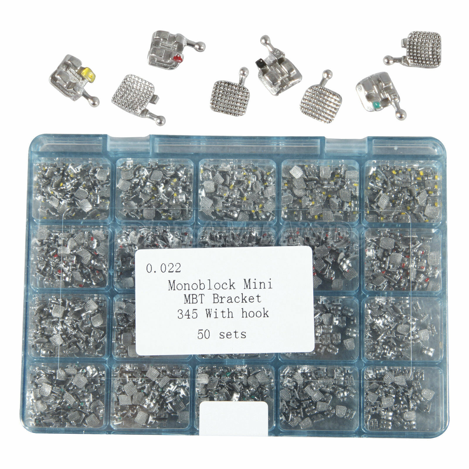1000pcs Dental Orthodontics Monoblock Brackets Brace MINI MBT.022 345 Hooks M