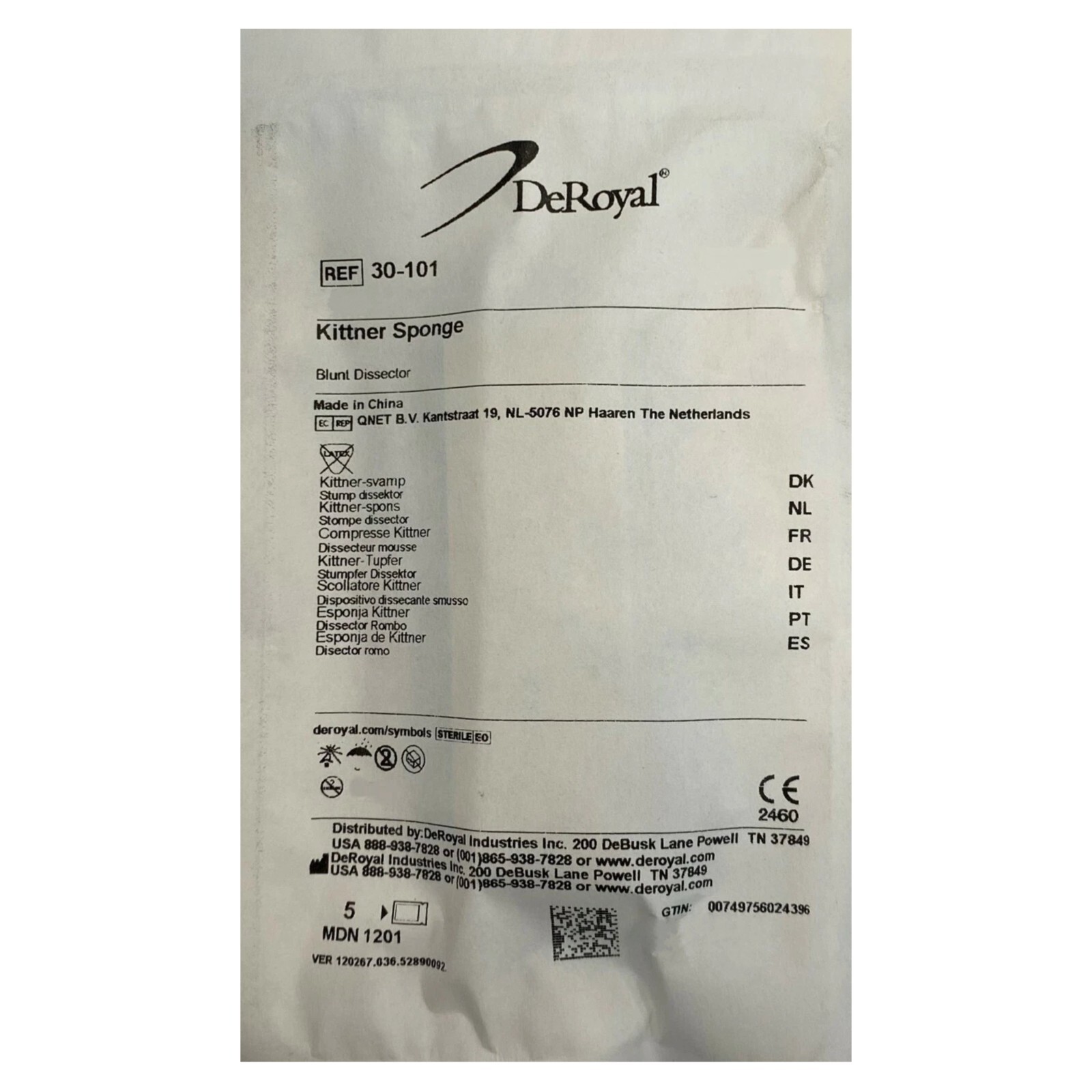 *10-Pack* DeRoyal Kittner Sponge Blunt Dissector Sterile 30-101