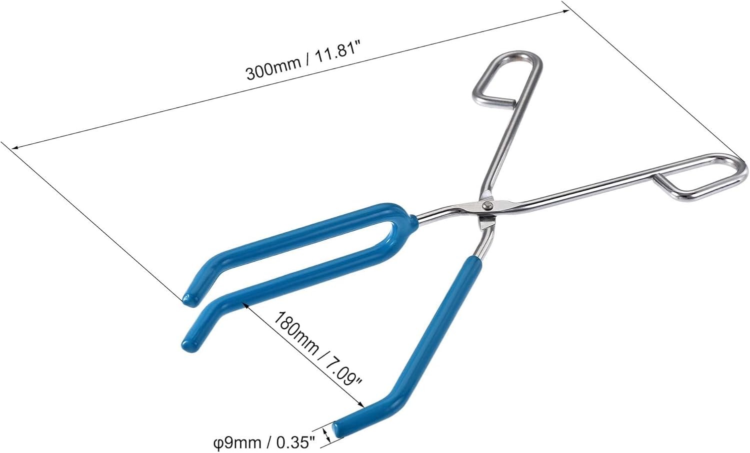 uxcell Lab Beaker Tongs 3 Prongs Stainless Steel 11.81-inch Opens Blue,Silver