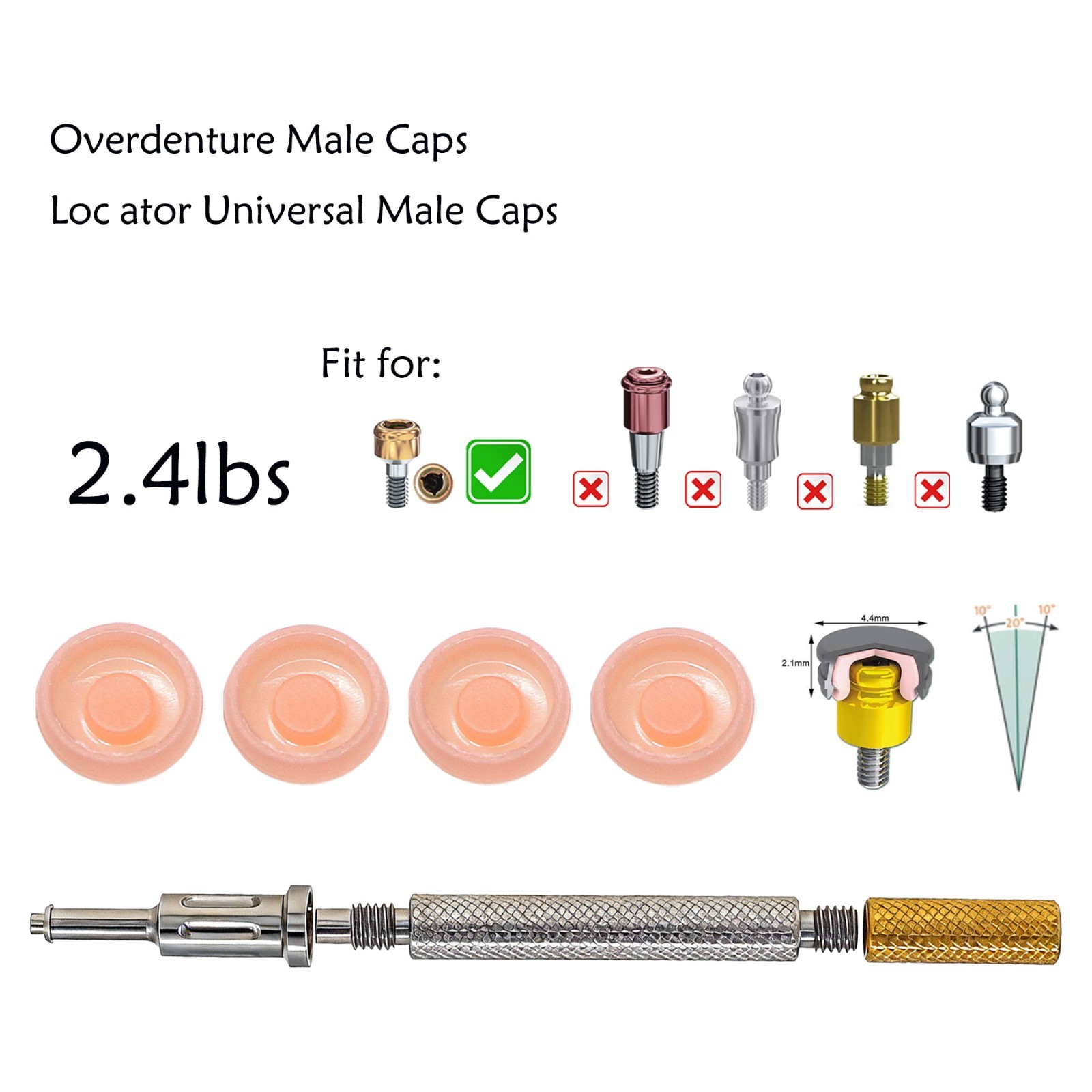 US Implant Universal 2.4lbs Retention Cap Insertion Extraction Remove Core Tool