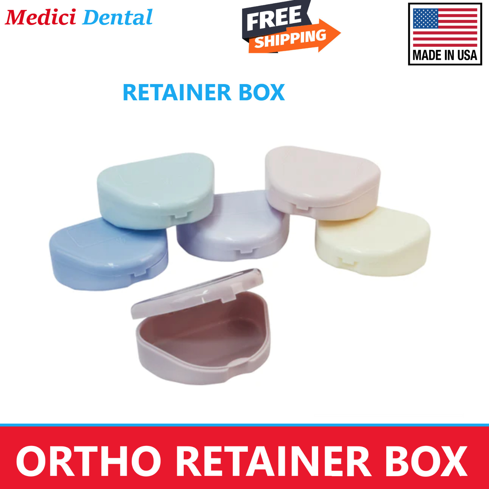 Dental Denture Box case carrier – Retainer Box – 1′ Dee Upto 100Pk Assorted HI