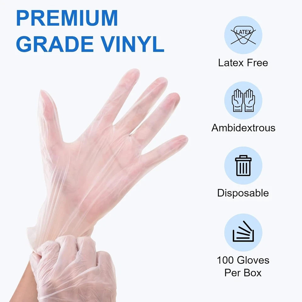 Schneider Clear Vinyl Exam Gloves, Latex-Free, Disposable Medical Gloves, Cleani