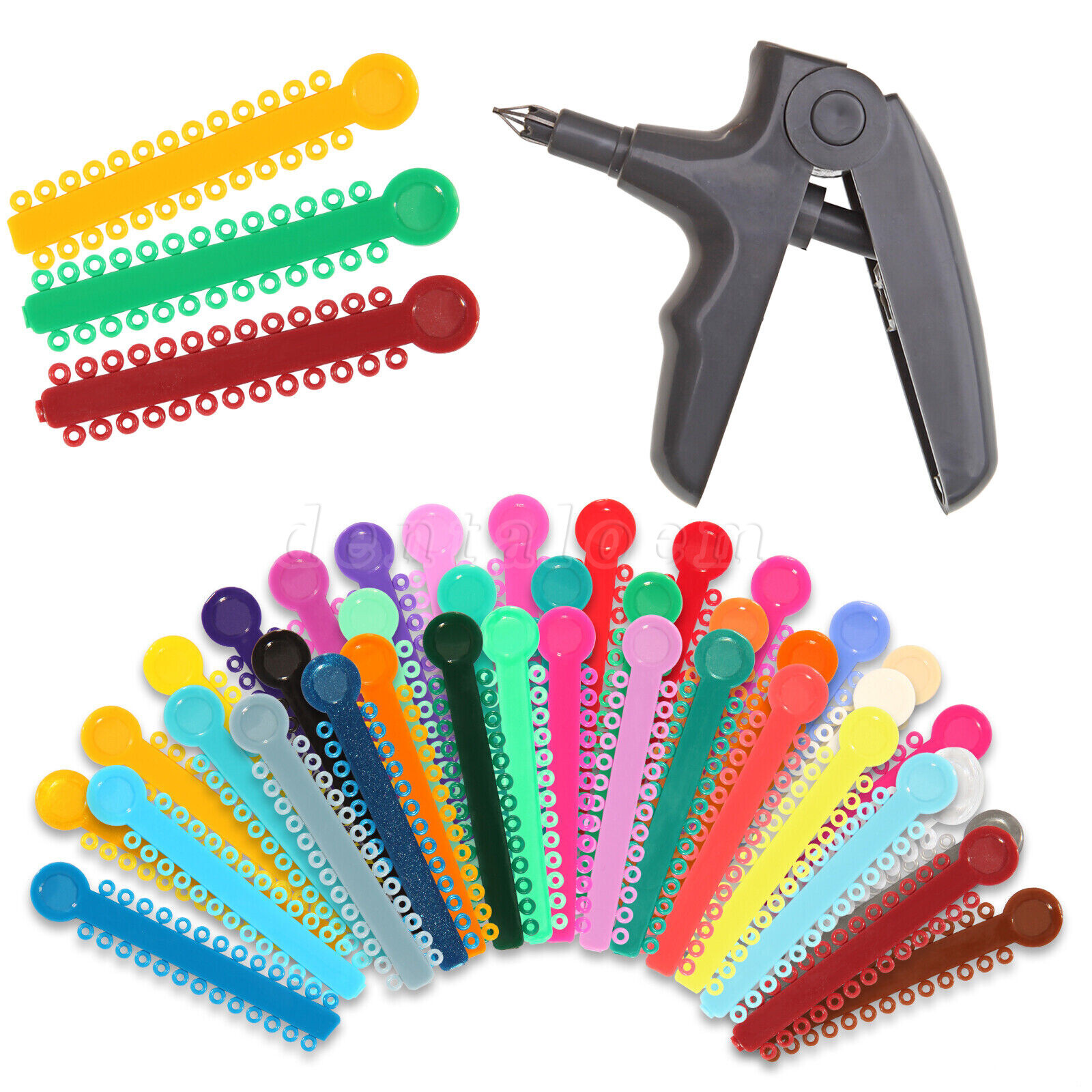 Ligature Gun / 1040 ties Rubber Bands for Orthodontic Dental Braces Brackets