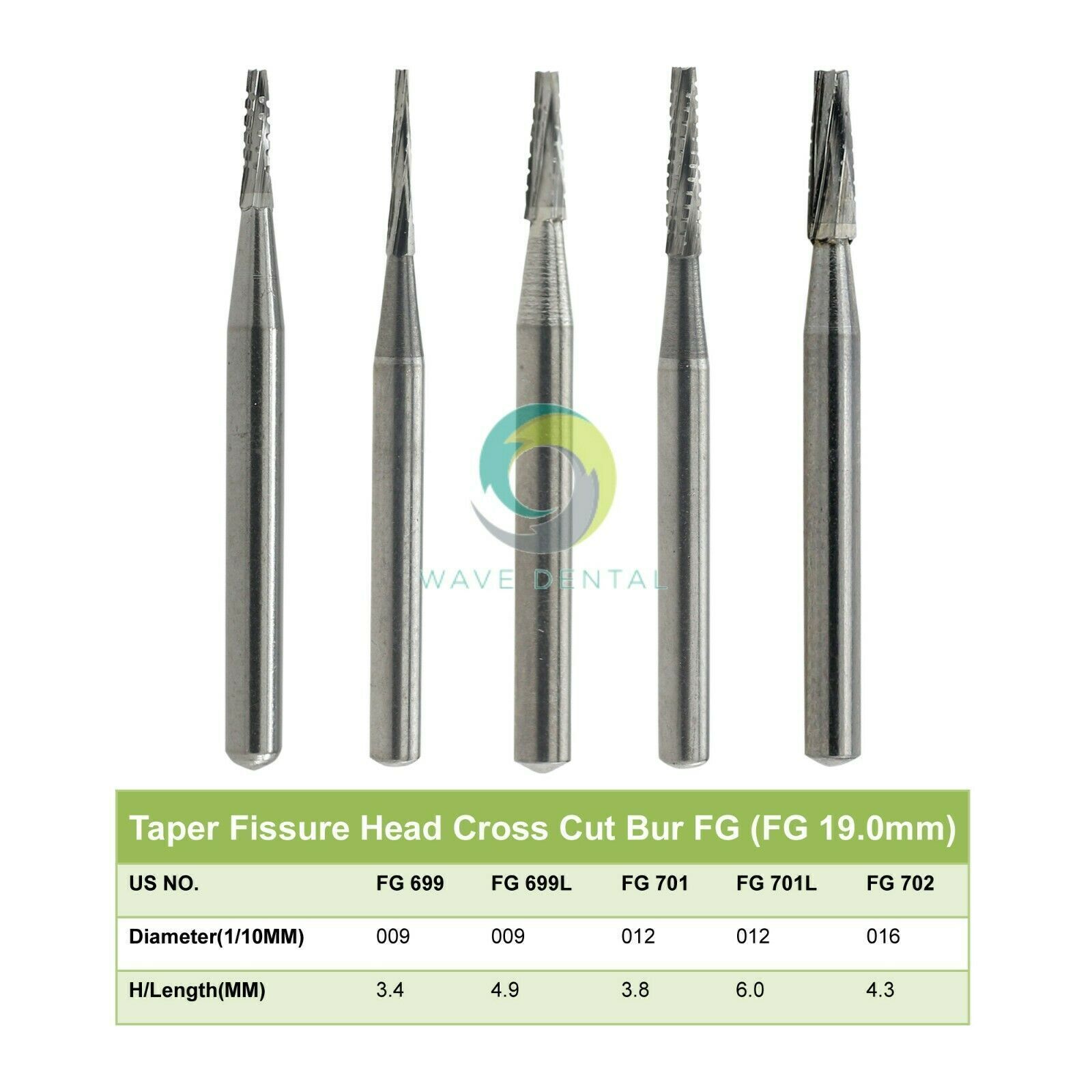 Wave Dental Burs Carbide Friction Grips Round FG TF for High Speed Handpiece