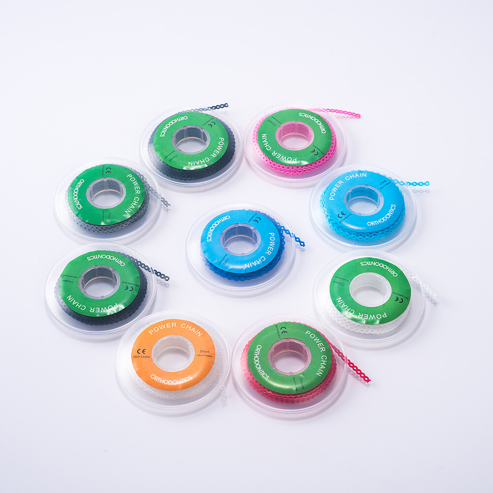 Dental Orthodontic Power Chain Ligature Ties Elastic Rubber Bands for Brackets