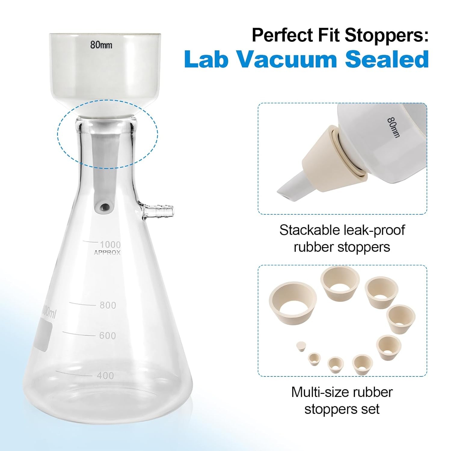 1000ml Buchner Funnel Flask Kit with Hand Pump Vacuum Lab Filters kit Optional