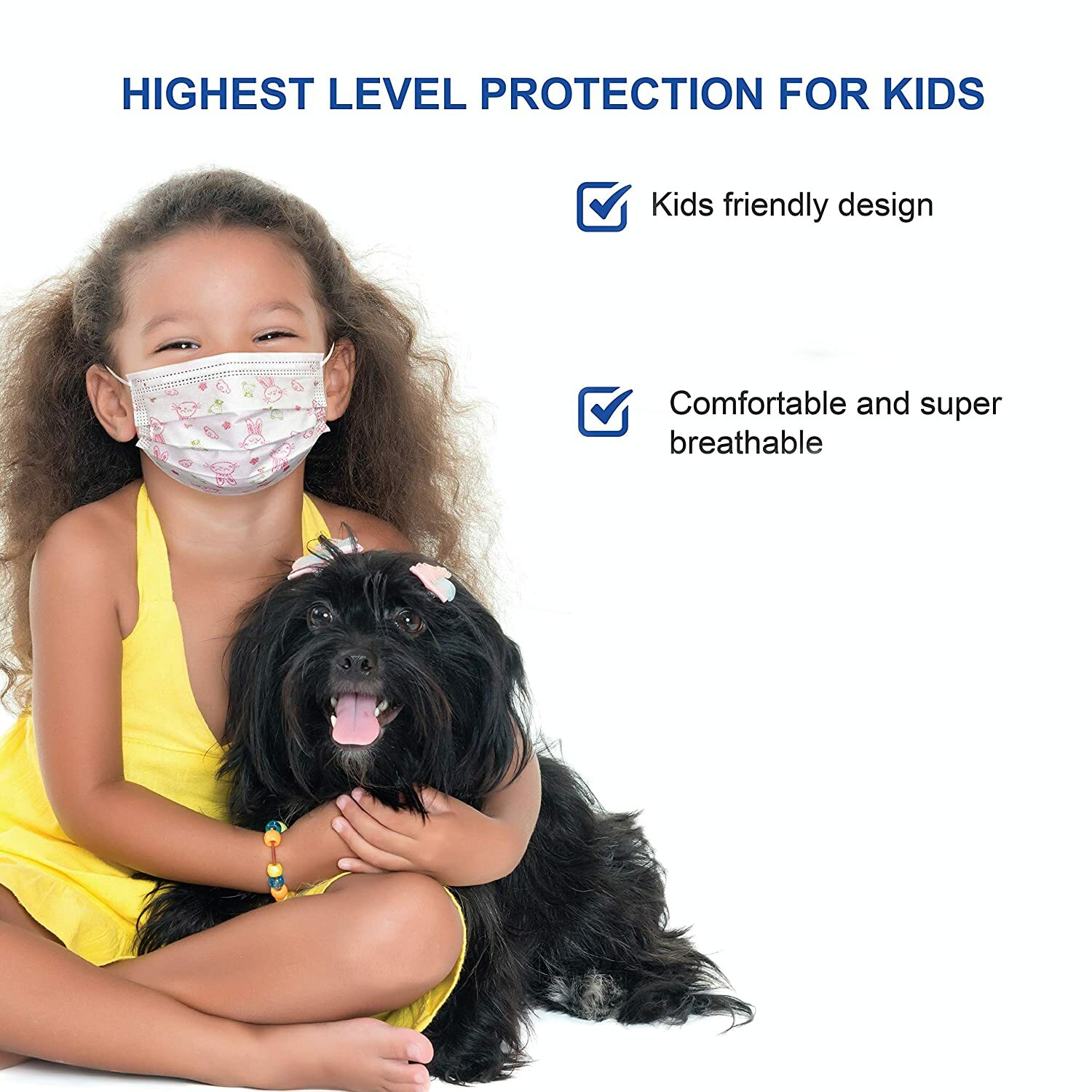 100Pcs 3Ply iMask Blue Kid Earloop Face Mask ASTM Level 3 Non-woven BFE&PFE ≥98%