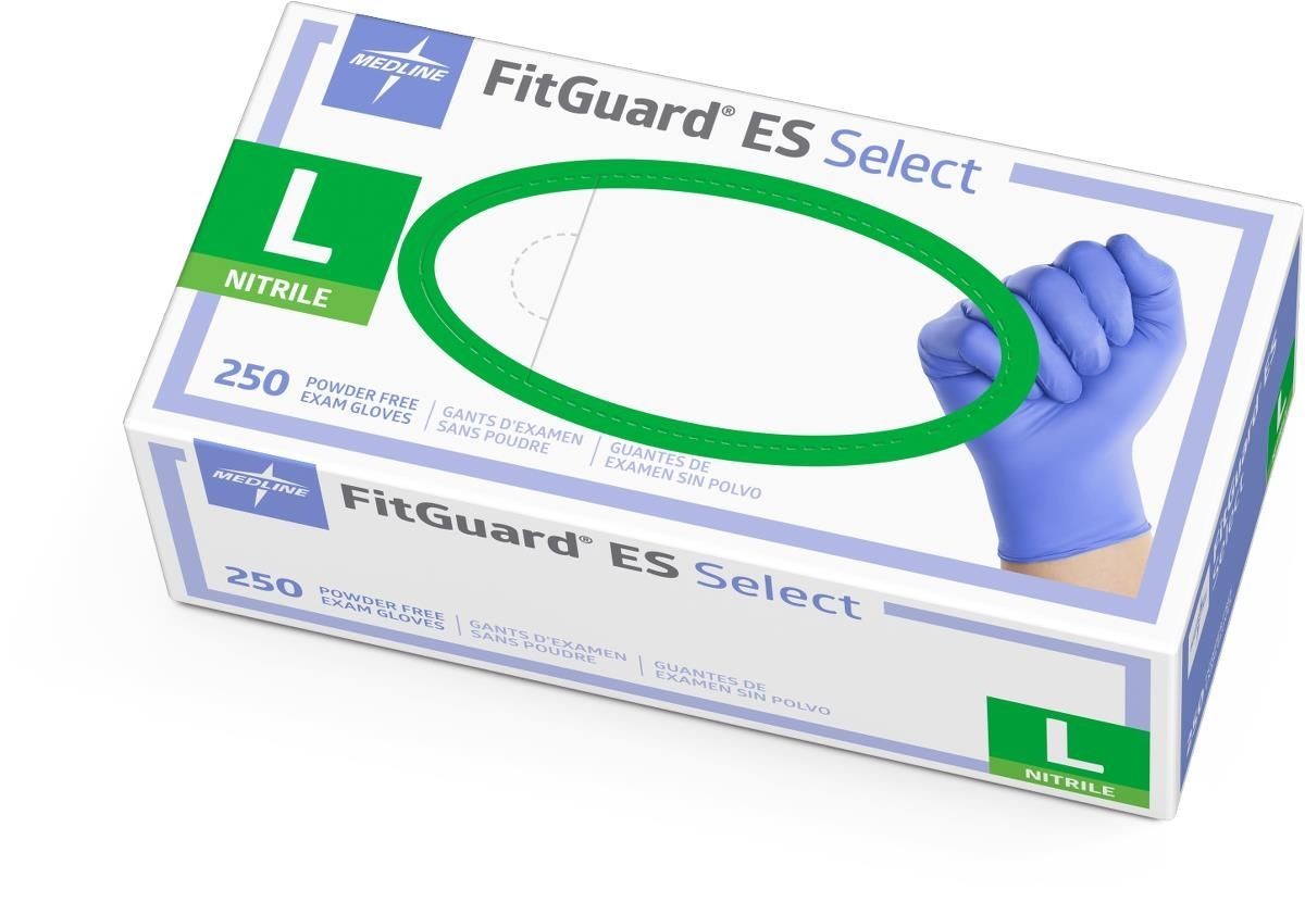 Medline FitGuard ES Select Nitrile Exam Glove – 250 Count – Powder Free ALL SIZE