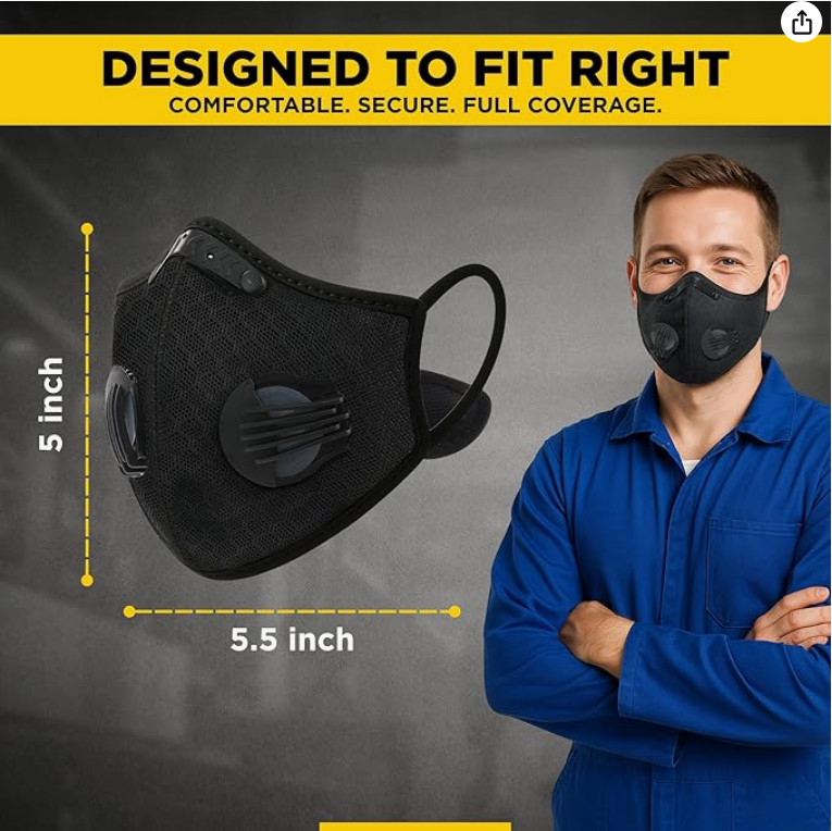 Half Face Cover Respirator Mask With Filters Anti Pollution Reusable Facepiece