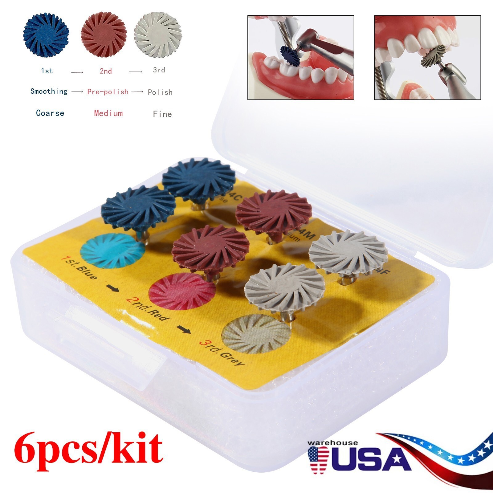 Dental Composite Polishing Kit Diamond System RA Disc 14mm Wheel Polisher 1Box