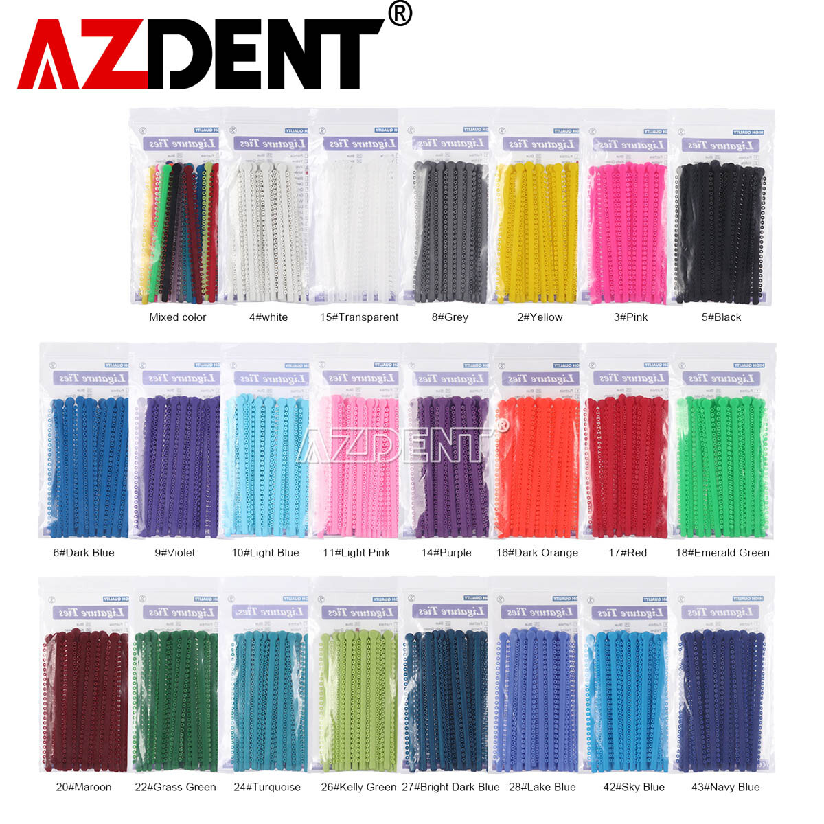 1000Pcs/pack Dental Orthodontic Ligature Ties Elastic Rubber Bands 23 Colors