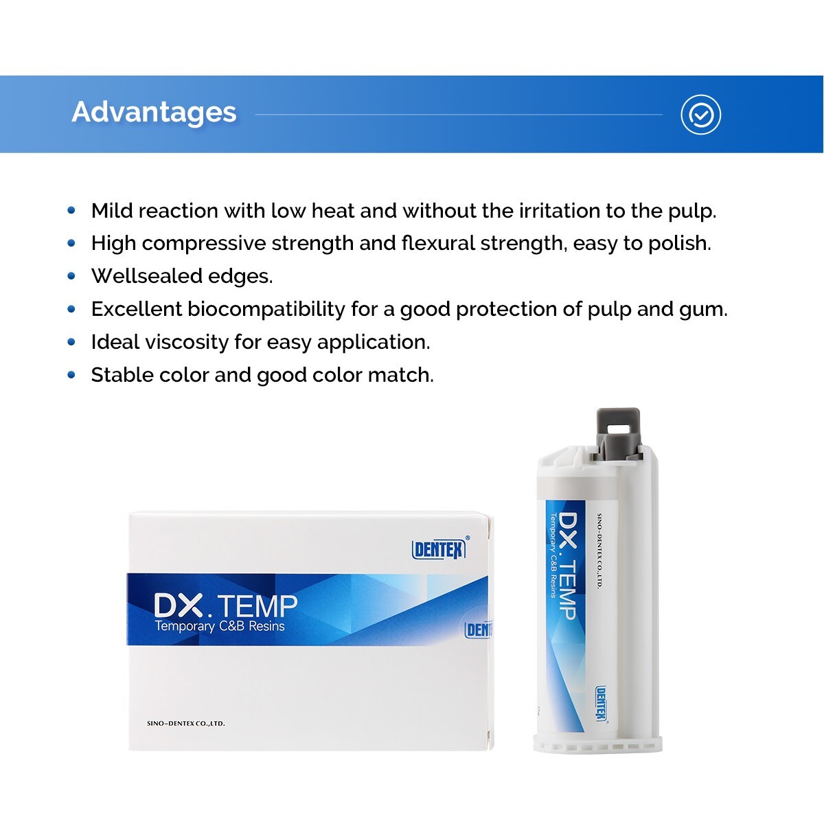 Dentex Dental Temporary Crown And Bridge Resin Material Cartridge 76g Shade A2