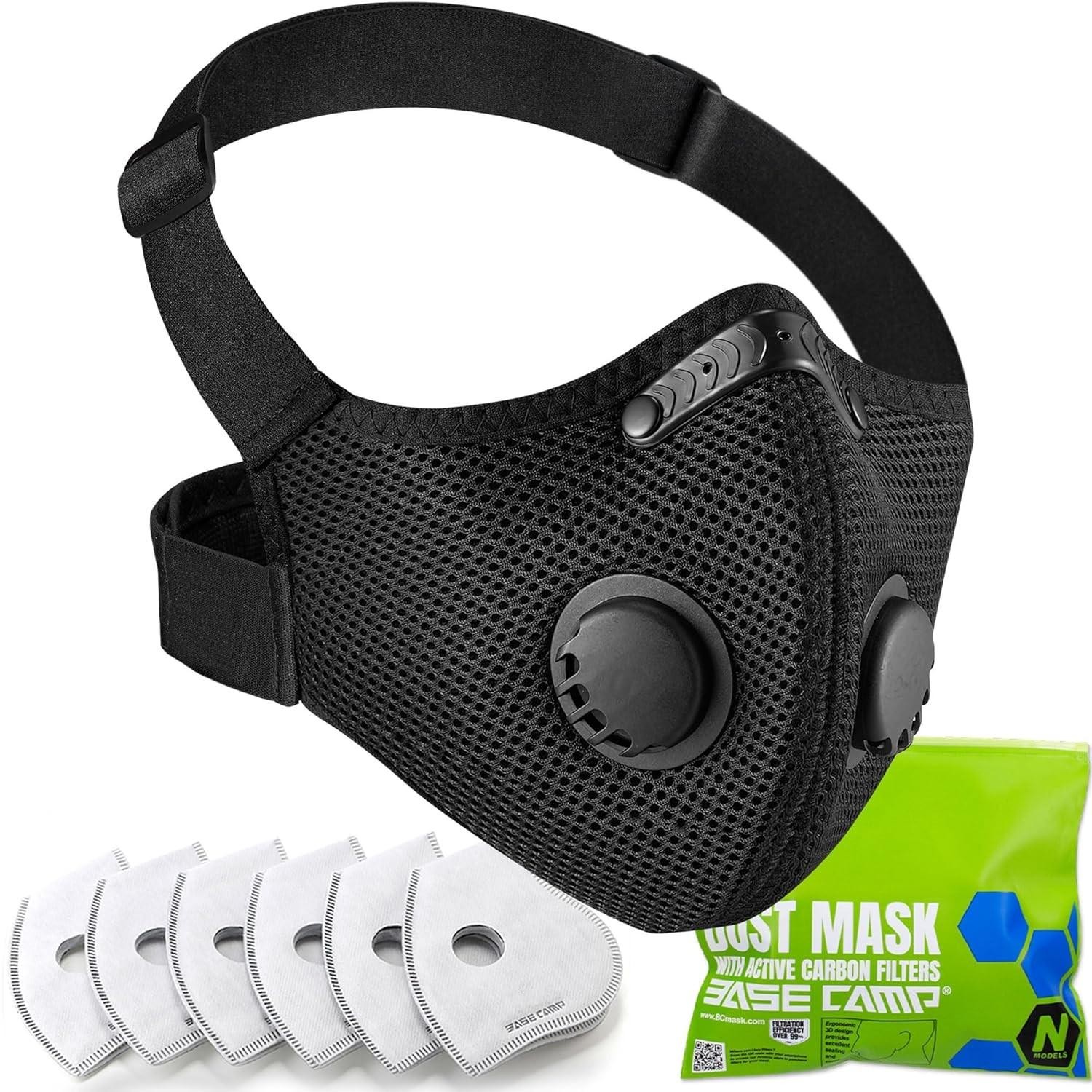 Base Camp M Pro Dust Mask, All Day Comfortable 1 Count (pack of 1), Black