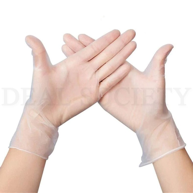 Lot of 6 – Clear Vinyl Powder-Free Large Disposable Gloves – 100 ct Each