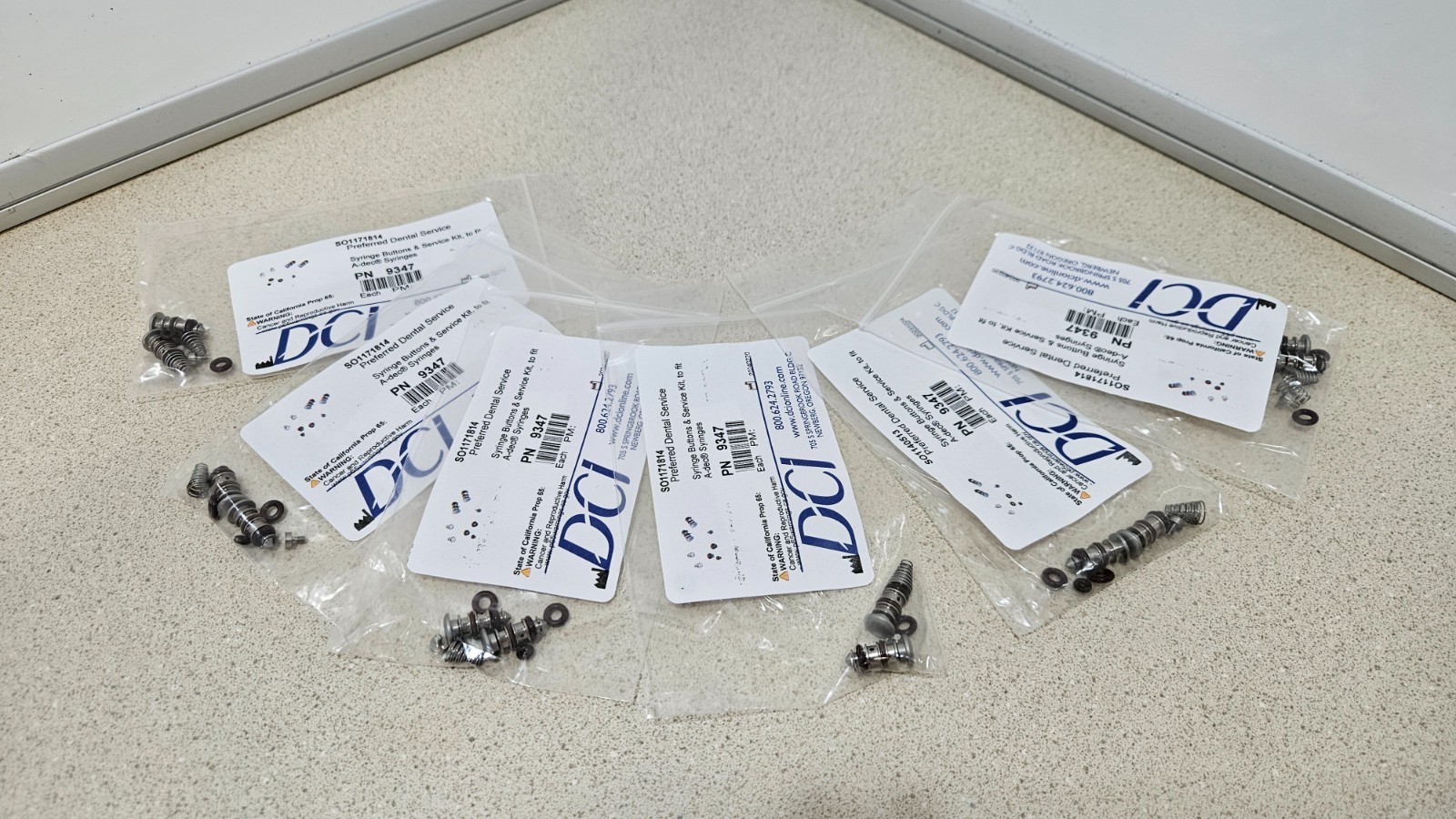 NEW in Bags, QTY 6, DCI 9347 A-dec Syringe Repair Kit for Soft Touch Syringe INV