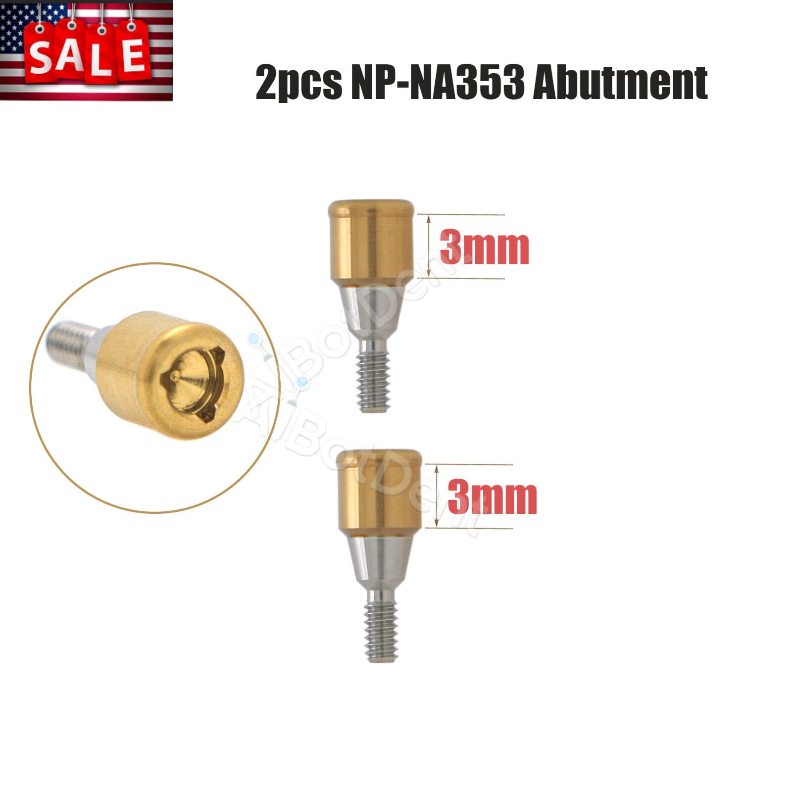 US Dental Nobel NP-NA353 Implant Attachment Abutment Male Caps Kit 3.0mm PEEK