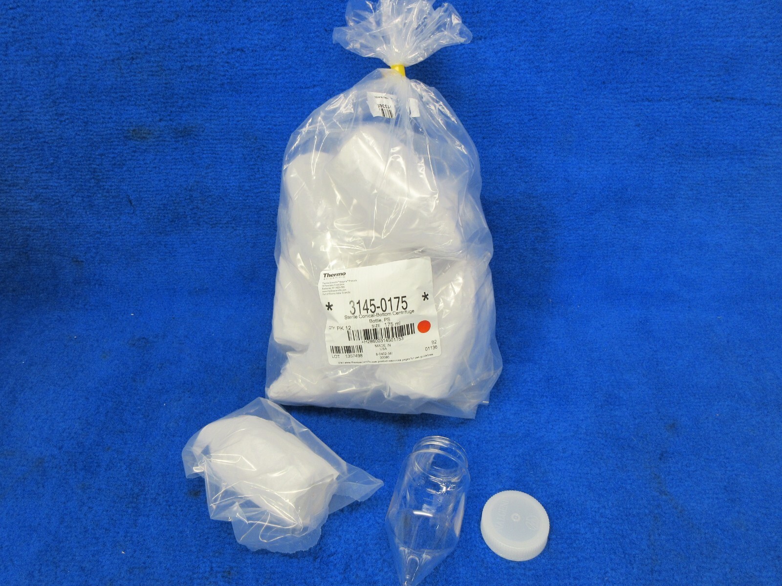 Thermo Nalgene Sterile Conical Bottom 175ml Centrifuge Bottle PS 12pck 3145-0175