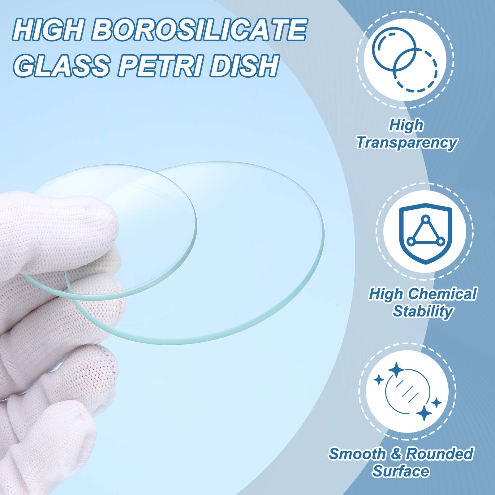 200mm/7.9 Inch Diameter Watch Glass, 3 Pcs High Transparent Smooth Edges