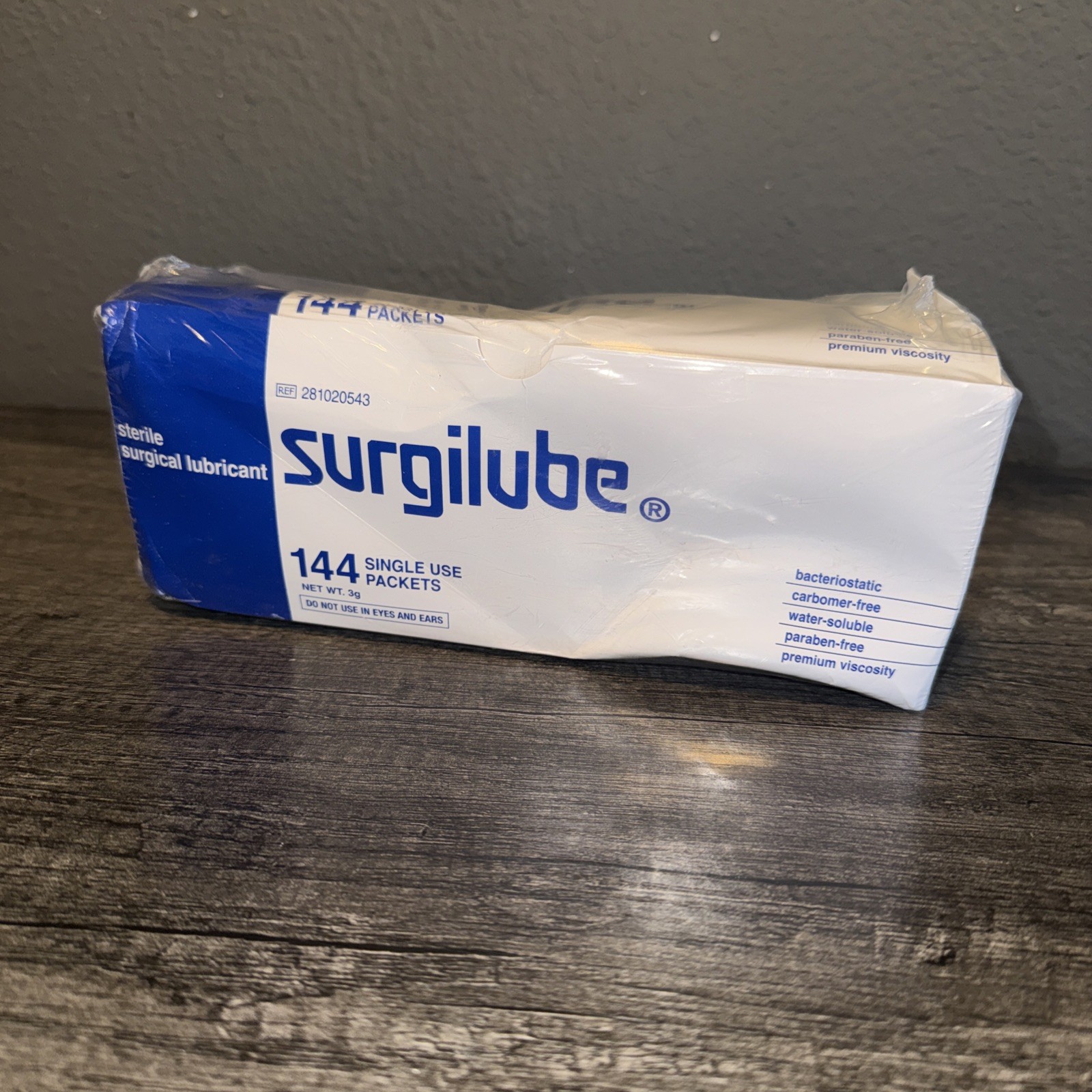 Surgilube Surgical Lubricant Sterile Bacteriostatic Jelly Foil Pack 3g 144 Count