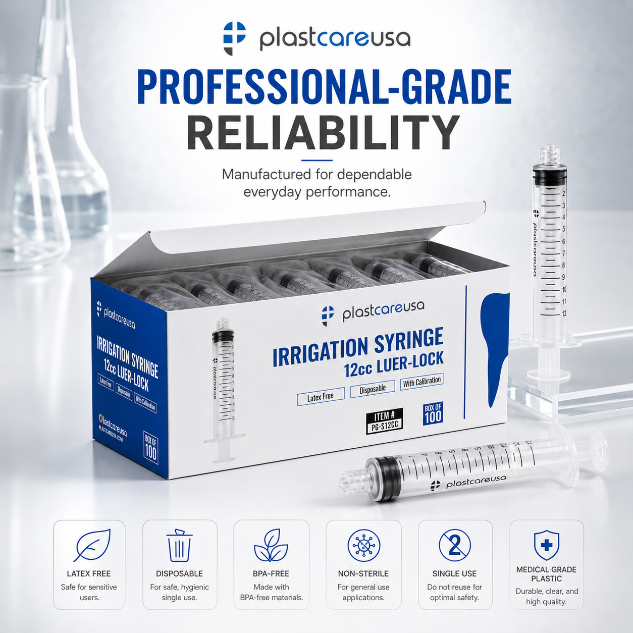 100 12ml 12cc Luer Lock Disposable Syringes (Non Sterile) Saline Oral Medicine