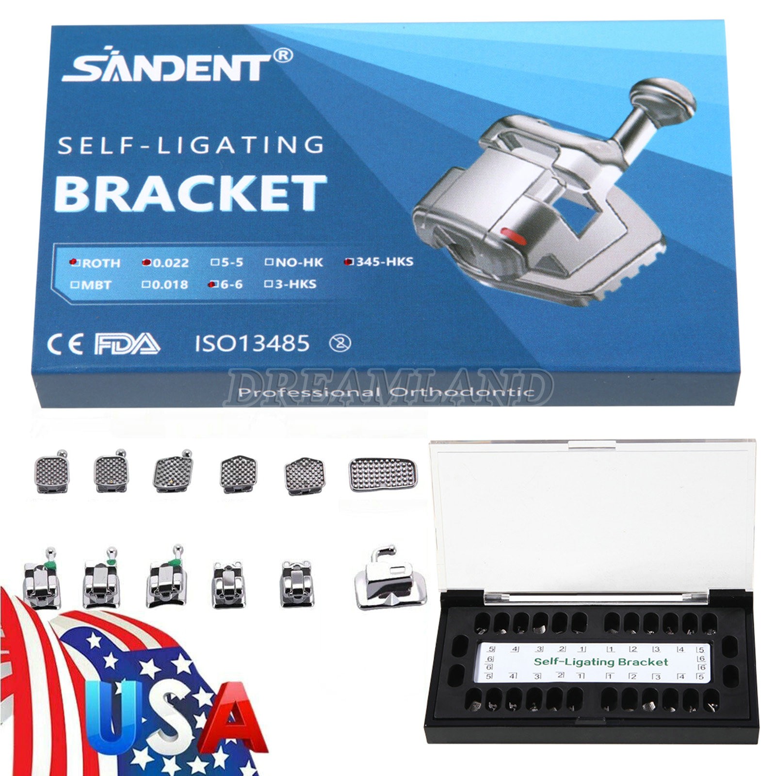 1 Pack Dental Orthodontic Bracket Braces Ceramic MBT 022 with 3-4-5 Hooks