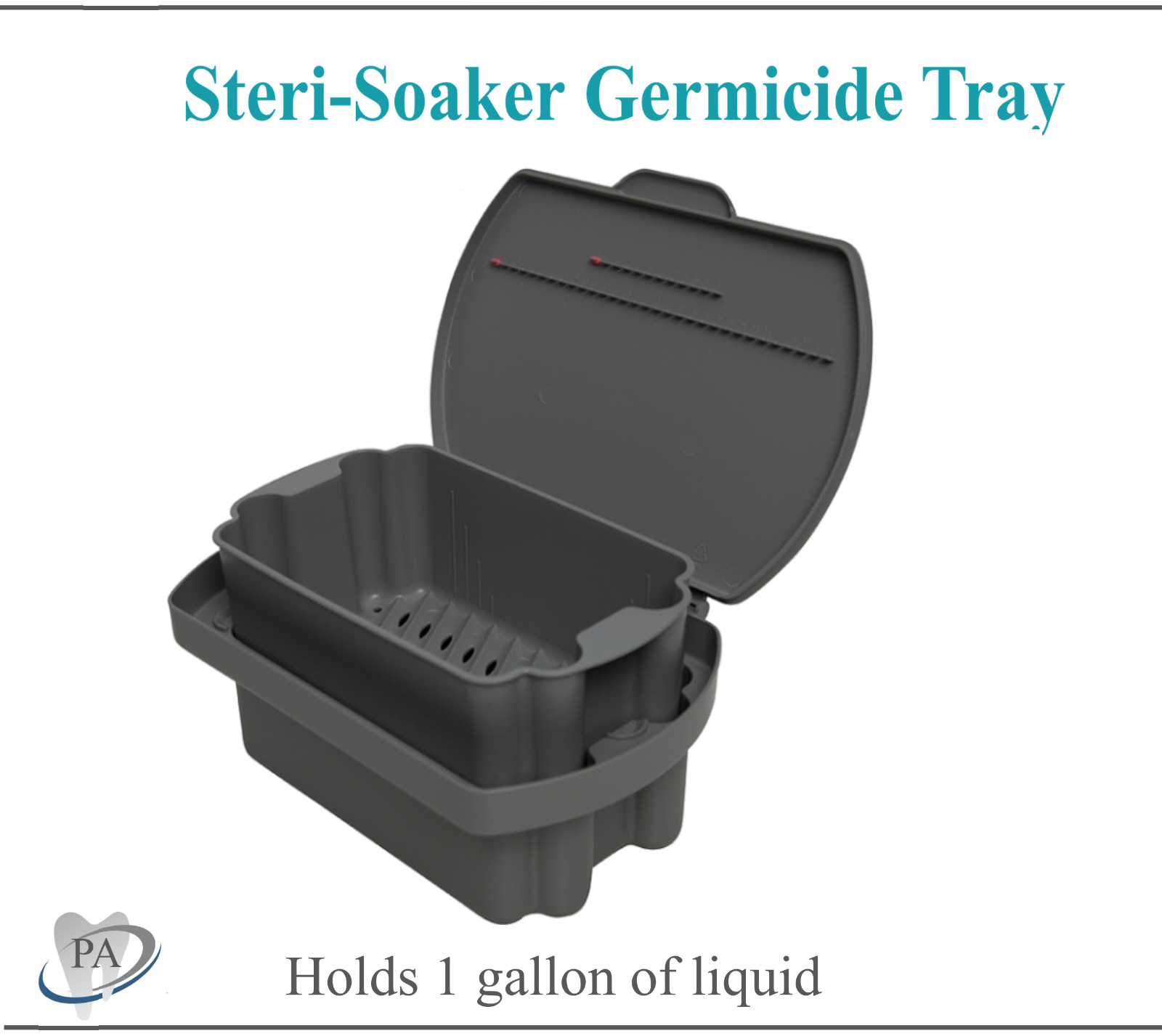 Gray* Germicide Tray for the Cold Sterilization of Dental, Tattoo, Steri-Soaker