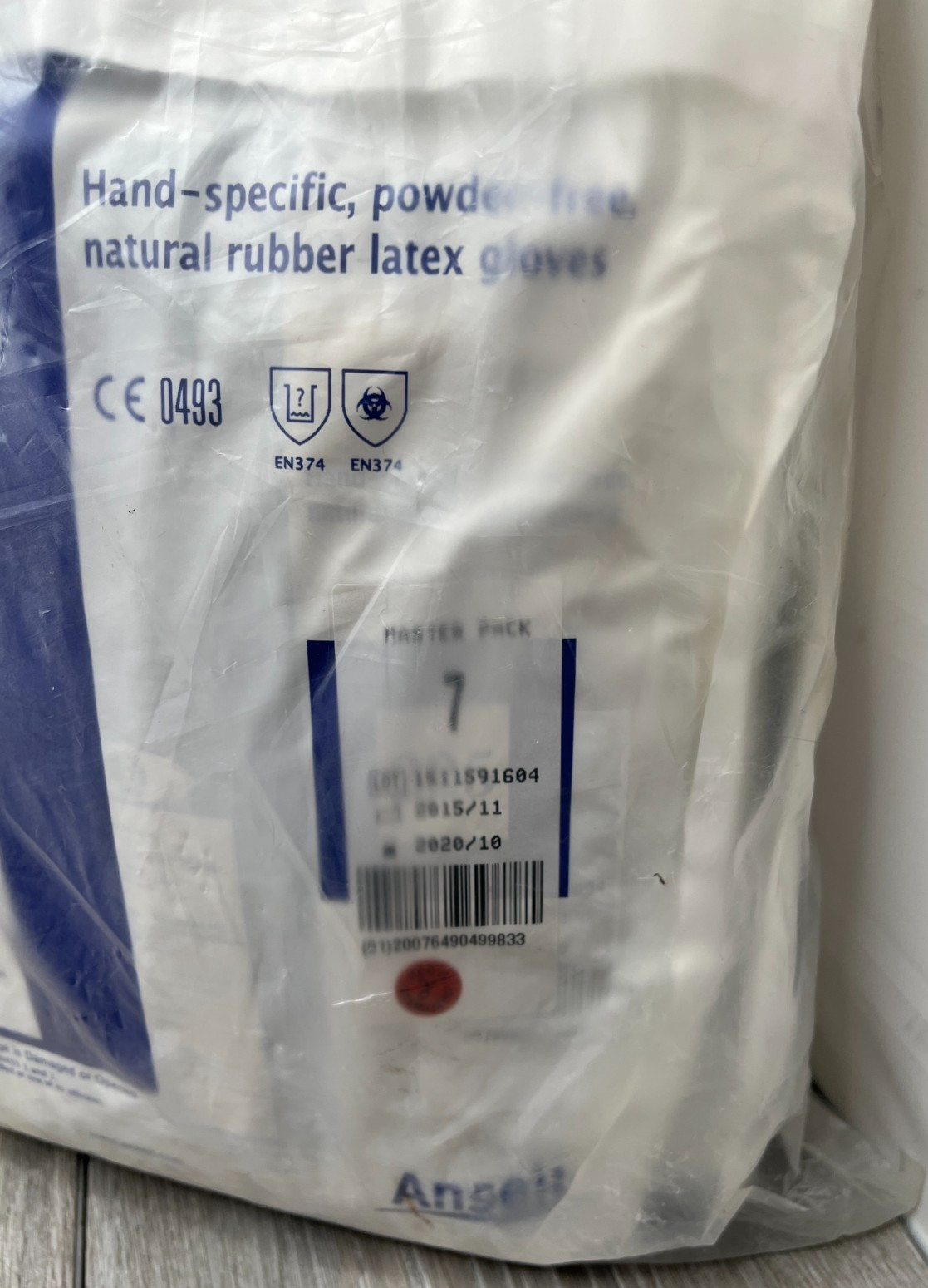 50-Pair Ansell AccuTech 91-225 Powder-Free Sterile Nat. Rubber Latex Gloves Sz 7